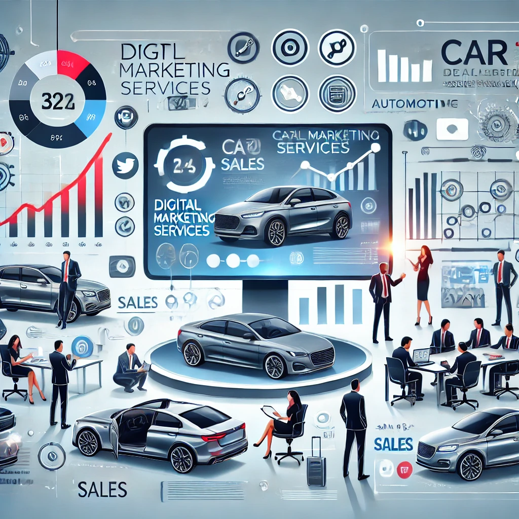 Digital marketing services for car dealerships by PulseSpark AI, featuring automotive sales analytics, social media marketing, and collaborative strategy planning